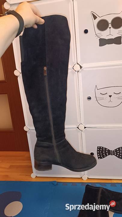 Eleganckie czarne wysokie kozaki z miękkiego małopolskie Kraków