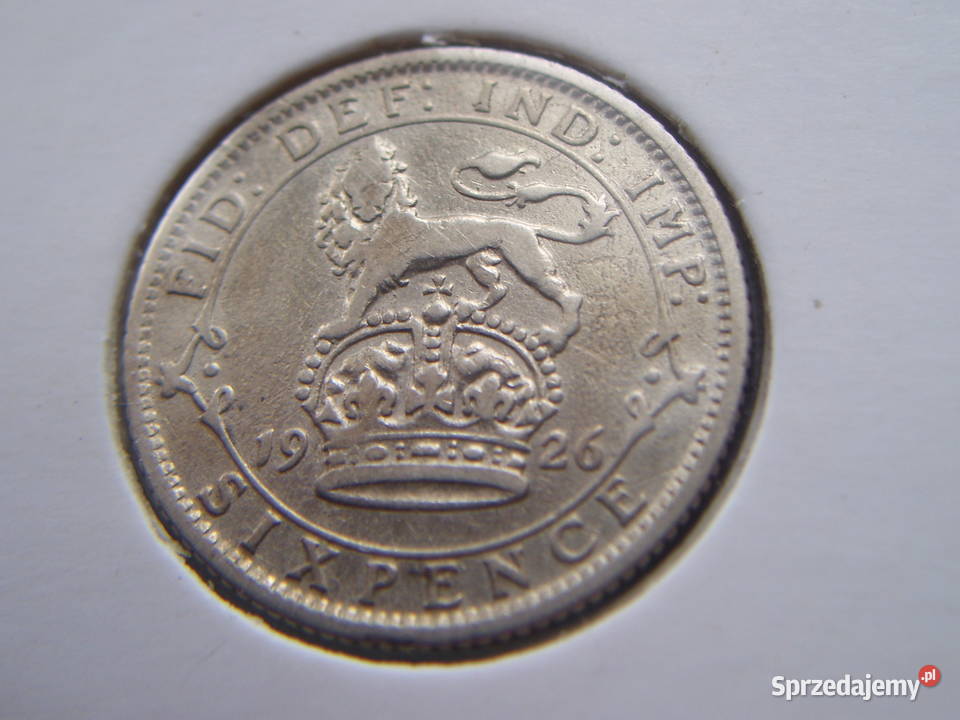 Stare monety 6 pens 1926 Anglia srebro Lesko