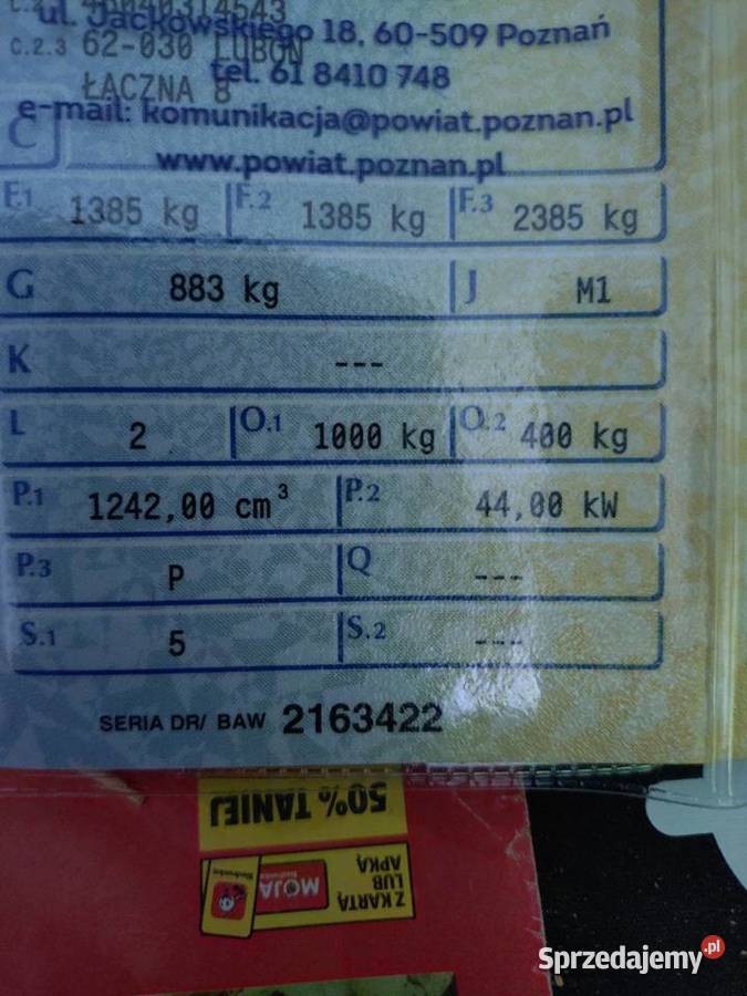 Fiat Punto Zarejestrowany w Polsce Poznań