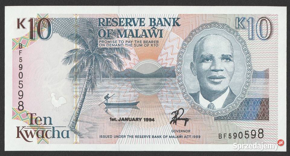 Malawi 10 kwacha 1994 stan bankowy UNC łódzkie