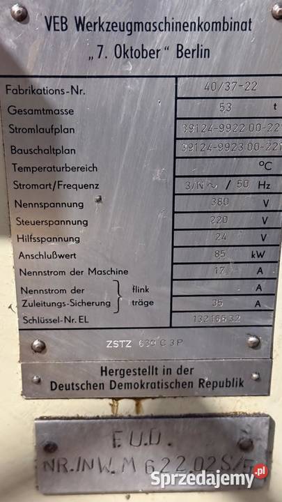Szlifierka do kół zębatych ZSTZ 630 C 3 P Tarnowskie Góry