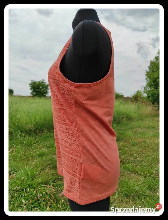 Koralowa bluzka bokserka z koronką Amisu 42 XL Płock