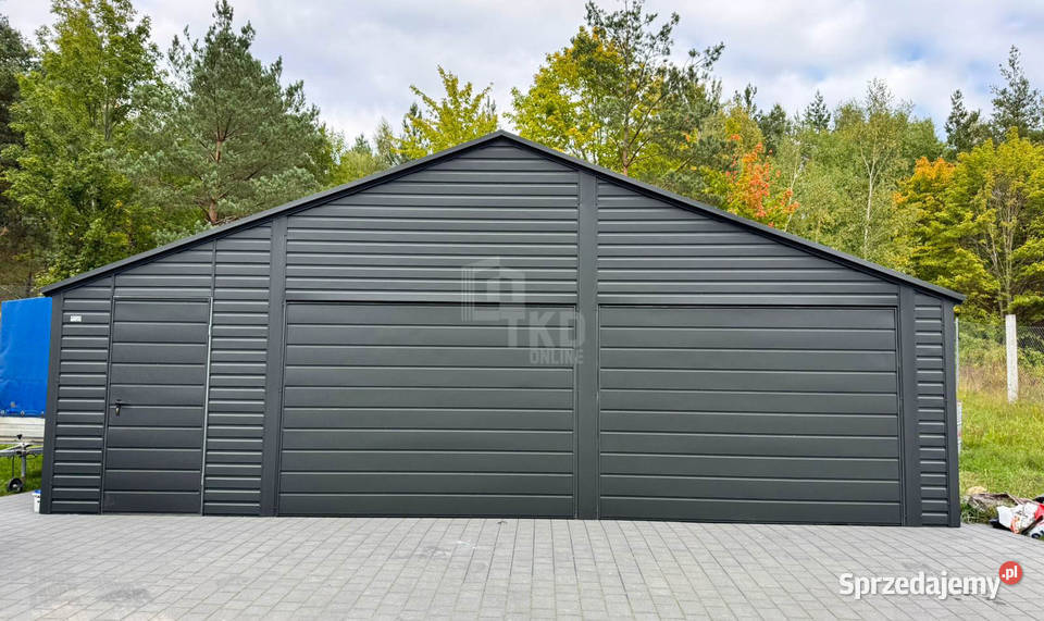 Garaz blaszany 8x6m 2 x brama uchylna drzwi Lubartów sprzedam