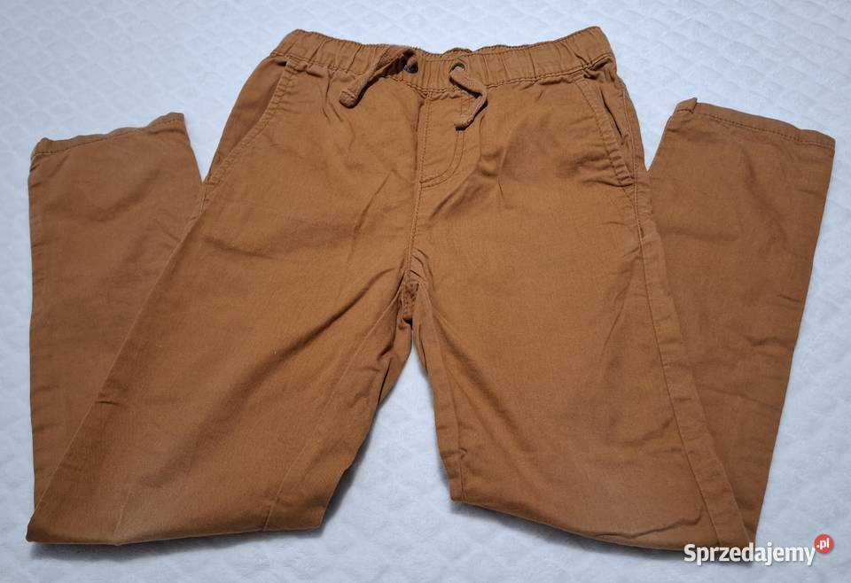 Spodnie chłopięce rurki eleganckie musztardowe