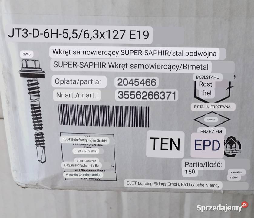 Wkręty samowiercące NierdzewneEjot Słubice
