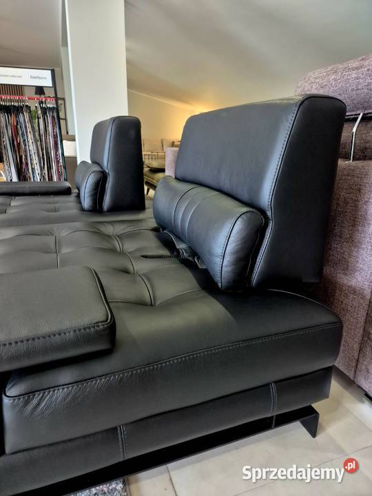 Nowoczesna sofaa Mediolan z pufą skóra naturalna