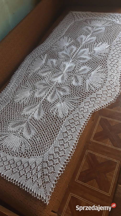 Obrus na drutach wydziergany łódzkie Łowicz sprzedam