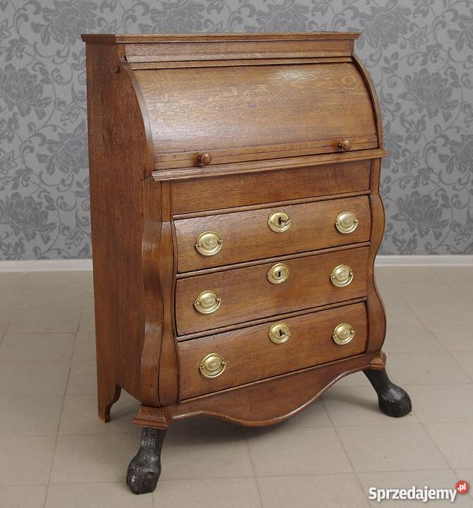 Sekretarzyk barokowy biurko cylindryczne Nysa