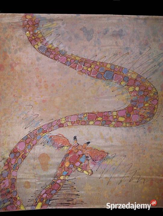 Apaszka jedwabna ręcznie malowana ptŻyrafa Pozostałe Katowice