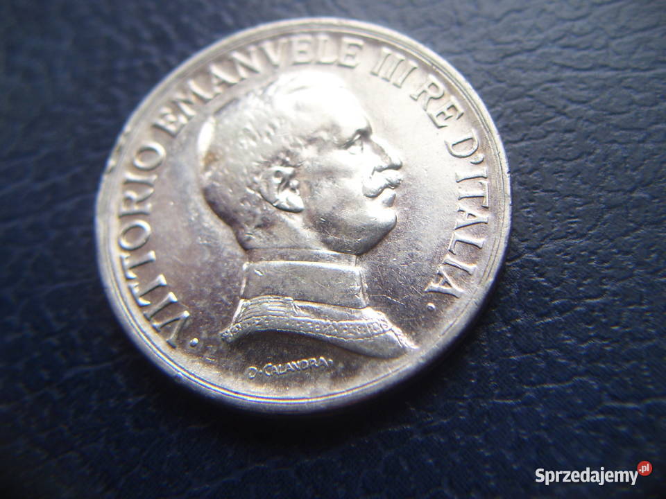 Stare monety 1 lir 1917 Włochy srebro piękna Lesko sprzedam