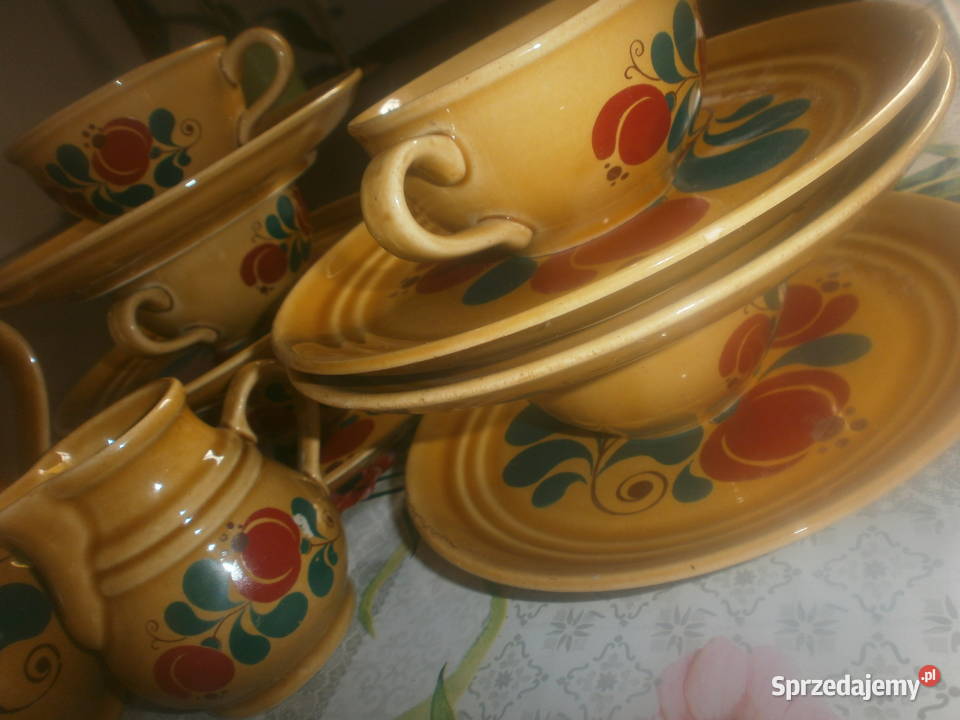 ładny komplet ceramika KATHRIN GDR odcienie brązowego Zielona Góra