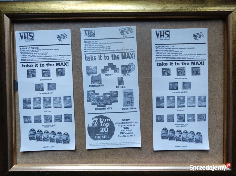 etykieta nalepka naklejka na kasety video Maxell Kielce sprzedam