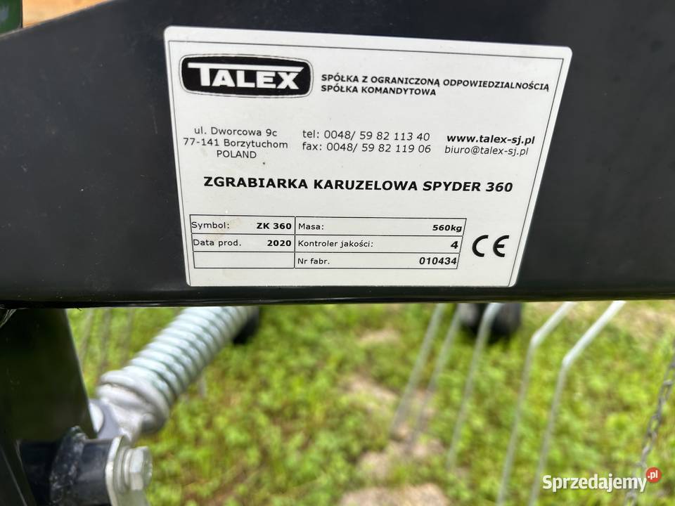 Zgrabiarka karuzelowa Talex Spyder 360 grabarka Zgrabiarki i przetrząsacze Nowy Sącz