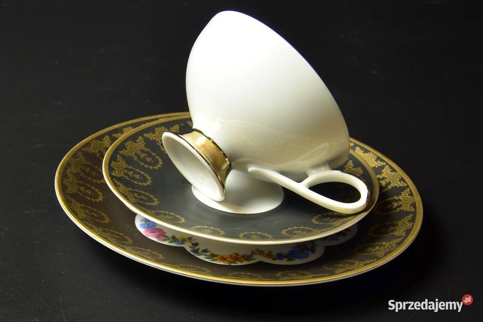 Zjawiskowe MatowoCzarne Trio GKC Bavaria Porcelana i szkło Legnica