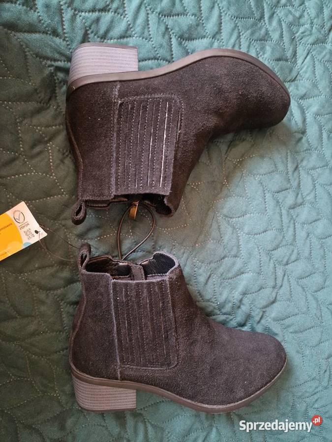 NOWE Botki zamszowe CLEVE 37 skóra czarne inna