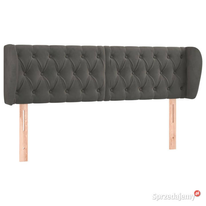 Zagłówek uszak ciemnoszary 147x23x7888 aksamitny