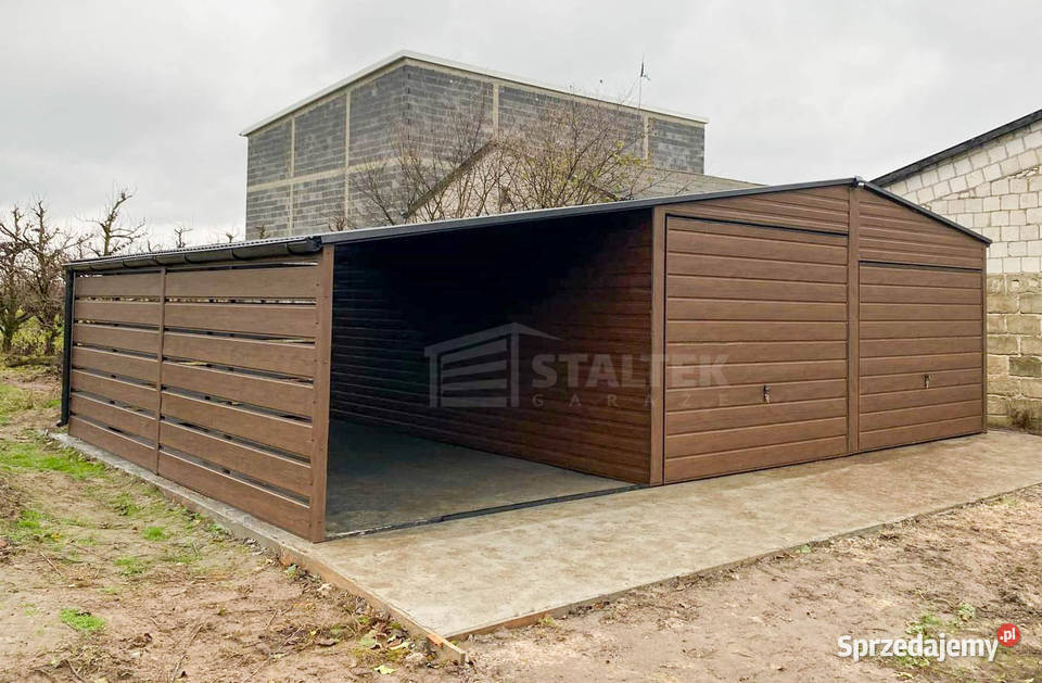 Garaż blaszany 6x6 wiata 3x6 2x Brama uchylna 36m2