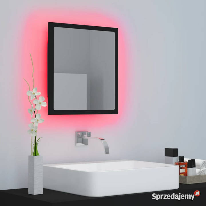 Lustro łazienkowe LED czarne 40x85x37 akryl Warszawa