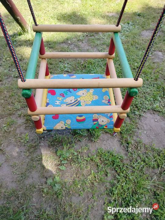 HUŚTAWKA DREWNIANA DZIECI KOLOROWA TRADYCYJNA Żagań