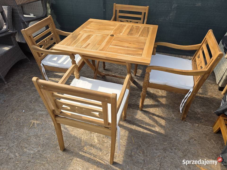 Meble ogrodowe stół plus cztery krzesła drewno Wschowa