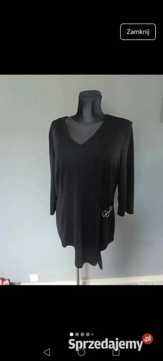 Bluzka czarna krótki rękaw oversize dekold w