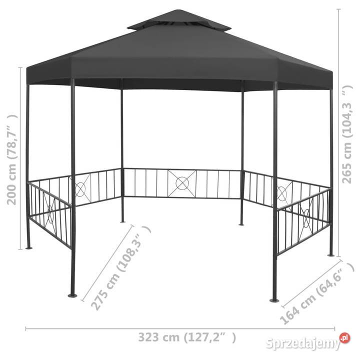 vidaXL Altanka ogrodowa 323x275x265 antracytowa Warszawa
