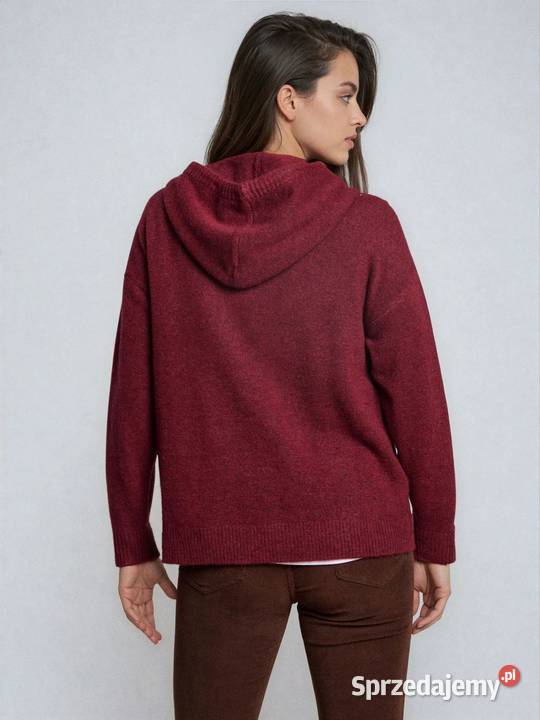 bordowy sweter z kapturem Sinsay S Olkusz
