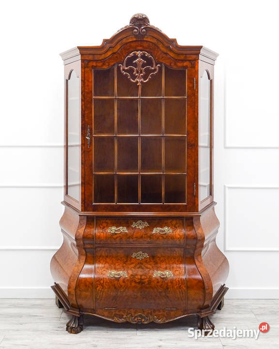 Zdobiona wysoka WITRYNA drewniana ORZECH Kalisz