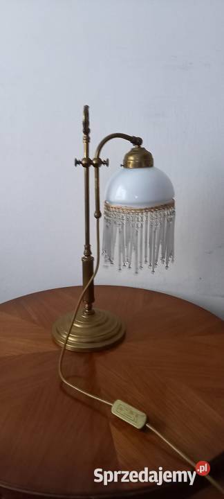 Stara mosiężna lampa z ruchomym ramieniem klosz Skierniewice