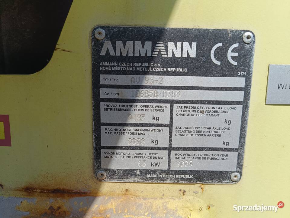 Walec Drogowy Ammann AV 952 2009 Krzeszowice sprzedam