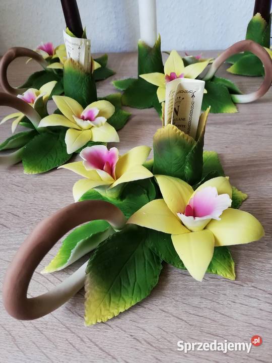 Świeczniki kwiaty porcelana Capodimonte sprzedam