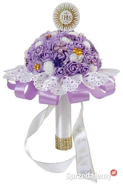 Bukiet na komunię różowy niebieski Antyki, Sztuka, Kolekcje Radzyń Podlaski sprzedam
