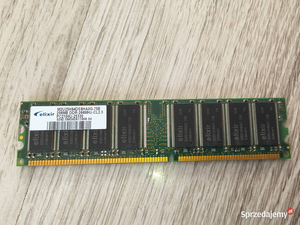 Kość pamięci elixir 256mb pc2100u25330 266MHz Topola Wielka