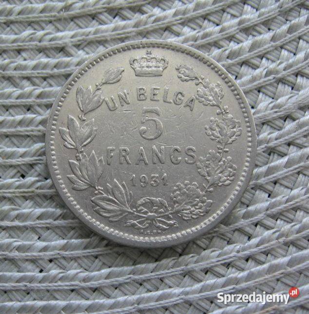 Beelgia 5 Franków 1931r Belges