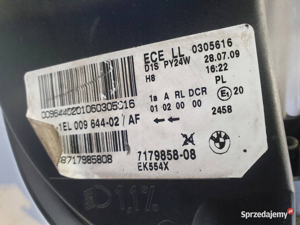 LAMPA PRAWA BMW X6 E71 PRZEDNIA przód 7179858 Chełm