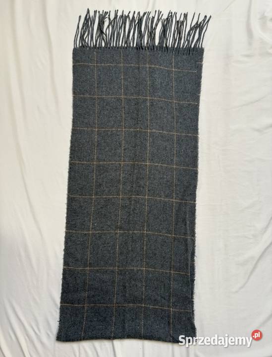 Szary ciepły szal męski w kratę