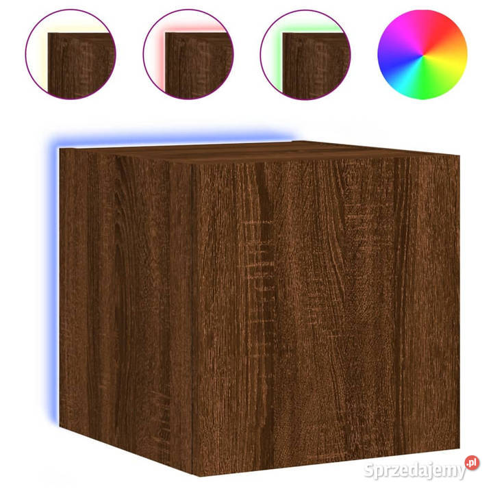 Ścienne szafki TV z LED 2 brązowy dąb 305x35x30 Warszawa