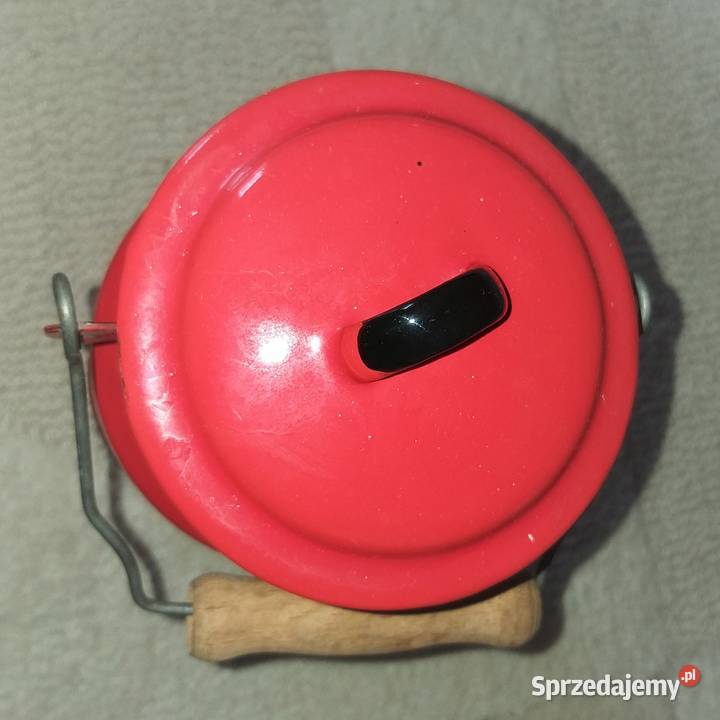 Emaliowana kankabańka na mleko z pokrywką mazowieckie Warszawa