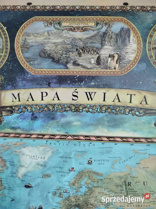 Piekna duza barwna mapa naścienna małopolskie Kęty