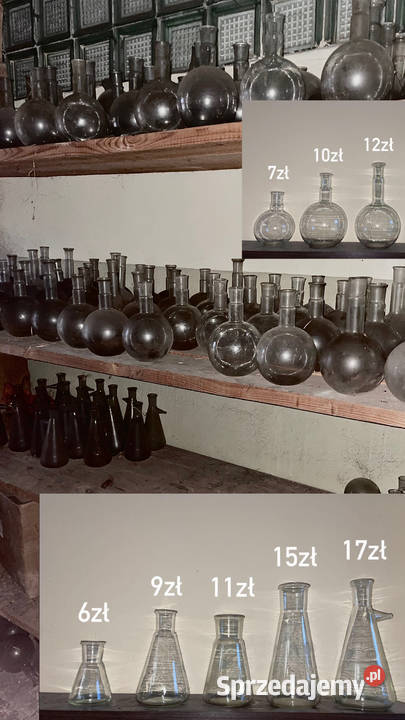 Szkło laboratoryjne PRL naczynia alchemiczne