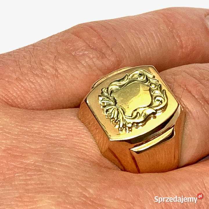 Złoty SYGNET męski 585 14K herbowy masywny Warszawa