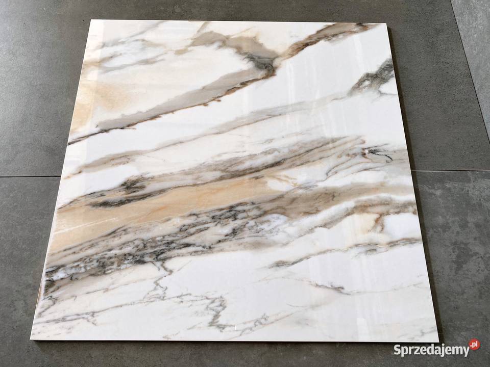 BIAŁY MARMUR gres 60x60 CALACATTA wysoki POŁYSK łódzkie Piotrków Trybunalski