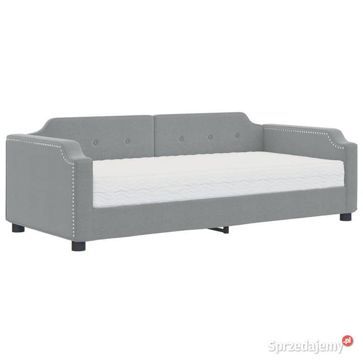 Sofa z materacem jasnoszara tkanina 90x190 66cm