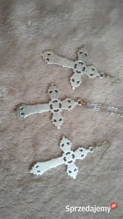 Wisior naszyjnik kolczyki z krzyżami krzyż goth Tarnowskie Góry