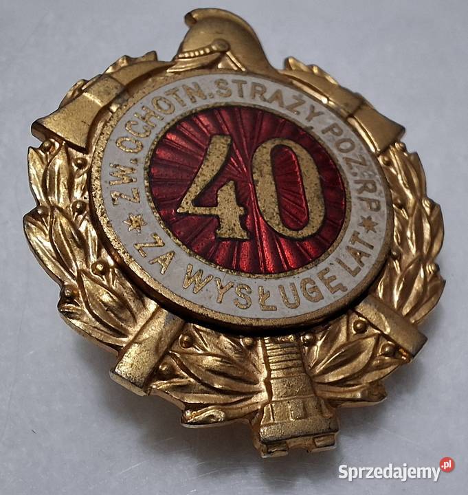 Odznaka wysługę 40 lat Zw Ochotniczych Straży Pozostałe