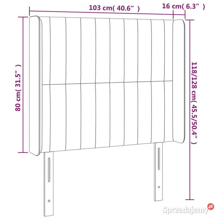 Zagłówek do łóżka z LED jasnoszary 103x16x118128 Warszawa