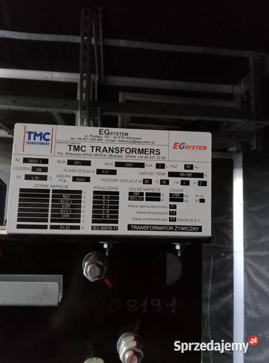 Transformator nieużywany EG TMC żywiczny 1250kva Ciele sprzedam
