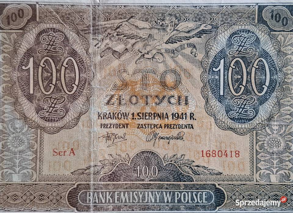 100 z 1941 roku Bank Emisyjny w Polsce Generalna Wejherowo
