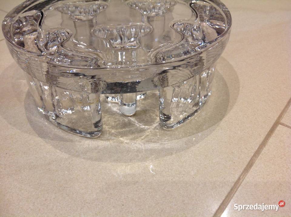 Masywny Podgrzewacz Świecznik Szkło Kryształowe przezroczysty