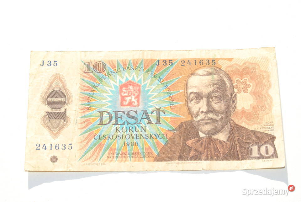 Stary banknot 10 koron Czechosłowacja 1986 antyk Cieszyn